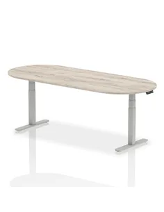 Dynamic Impulse 2400mm Boardroom Table Grey Oak Top Silver Height Adjustable Leg I003570