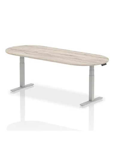 Dynamic Impulse 2400mm Boardroom Table Grey Oak Top Silver Height Adjustable Leg I003570