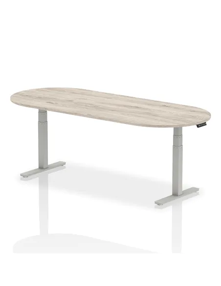 Dynamic Impulse 2400mm Boardroom Table Grey Oak Top Silver Height Adjustable Leg I003570