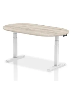 Dynamic Impulse 1800mm Boardroom Table Grey Oak Top White Height Adjustable Leg I003571