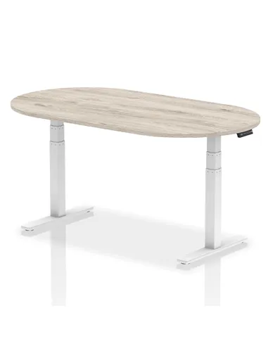 Dynamic Impulse 1800mm Boardroom Table Grey Oak Top White Height Adjustable Leg I003571