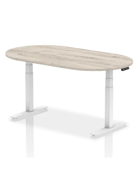 Dynamic Impulse 1800mm Boardroom Table Grey Oak Top White Height Adjustable Leg I003571