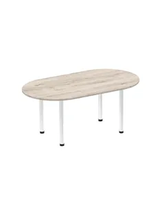 Dynamic Impulse 1800mm Boardroom Table Grey Oak Top Chrome Post Leg I003722