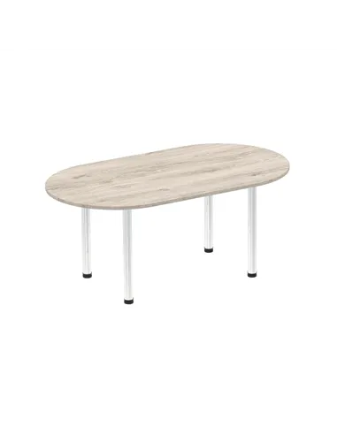 Dynamic Impulse 1800mm Boardroom Table Grey Oak Top Chrome Post Leg I003722