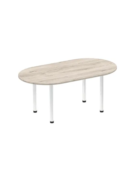 Dynamic Impulse 1800mm Boardroom Table Grey Oak Top Chrome Post Leg I003722
