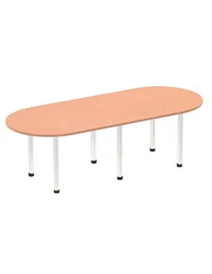 Dynamic Impulse 2400mm Boardroom Table Beech Top Chrome Post Leg I003723