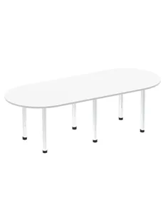 Dynamic Impulse 2400mm Boardroom Table White Top Chrome Post Leg I003725