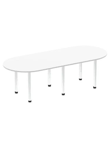 Dynamic Impulse 2400mm Boardroom Table White Top Chrome Post Leg I003725