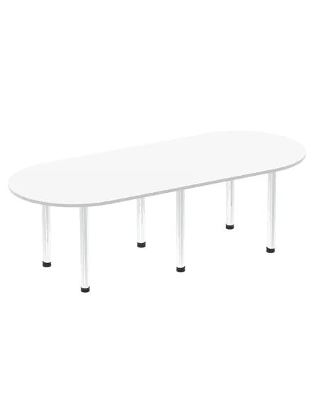 Dynamic Impulse 2400mm Boardroom Table White Top Chrome Post Leg I003725