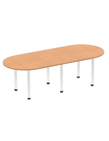 Dynamic Impulse 2400mm Boardroom Table Oak Top Chrome Post Leg I003727