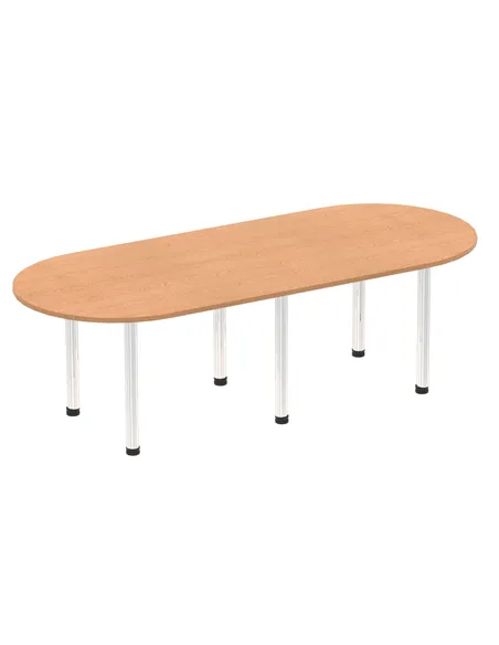 Dynamic Impulse 2400mm Boardroom Table Oak Top Chrome Post Leg I003727