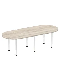 Dynamic Impulse 2400mm Boardroom Table Grey Oak Top Chrome Post Leg I003728