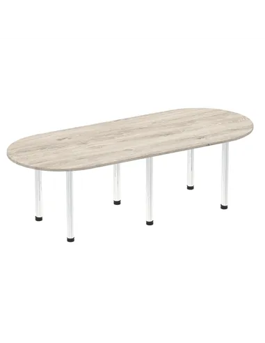 Dynamic Impulse 2400mm Boardroom Table Grey Oak Top Chrome Post Leg I003728