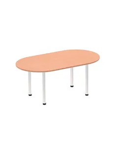 Dynamic Impulse 1800mm Boardroom Table Beech Top Brushed Aluminium Post Leg I003729