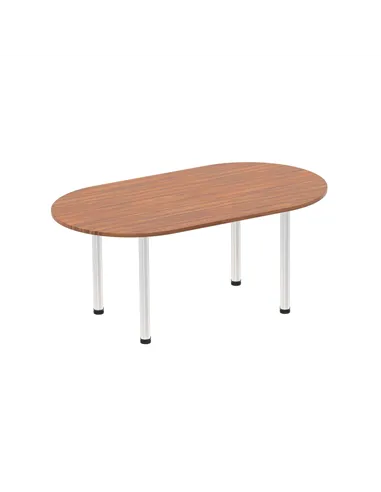 Dynamic Impulse 1800mm Boardroom Table Walnut Top Brushed Aluminium Post Leg I003730