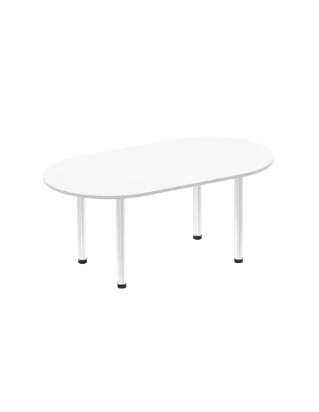 Dynamic Impulse 1800mm Boardroom Table White Top Brushed Aluminium Post Leg I003731