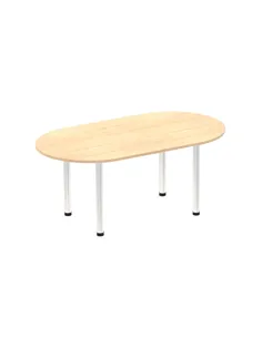 Dynamic Impulse 1800mm Boardroom Table Maple Top Brushed Aluminium Post Leg I003732