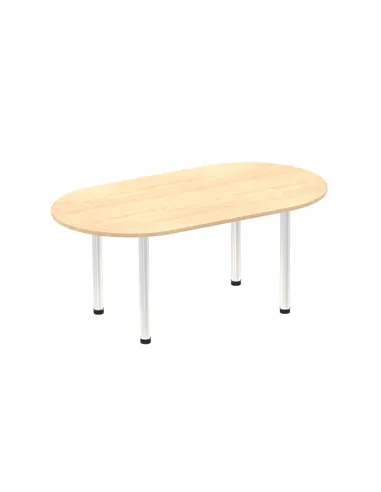 Dynamic Impulse 1800mm Boardroom Table Maple Top Brushed Aluminium Post Leg I003732