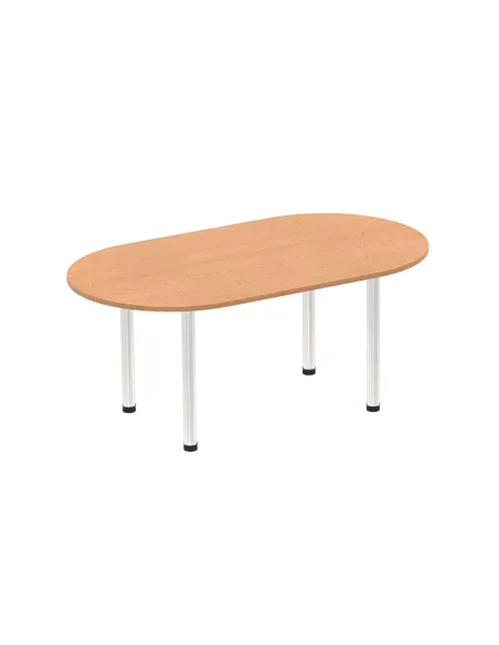 Dynamic Impulse 1800mm Boardroom Table Oak Top Brushed Aluminium Post Leg I003733