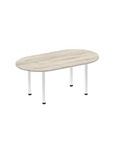 Dynamic Impulse 1800mm Boardroom Table Grey Oak Top Brushed Aluminium Post Leg I003734