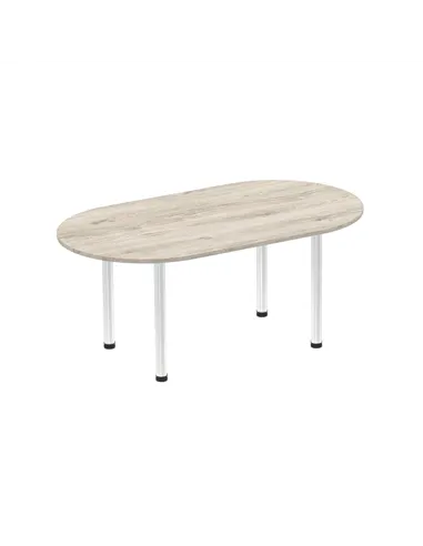 Dynamic Impulse 1800mm Boardroom Table Grey Oak Top Brushed Aluminium Post Leg I003734