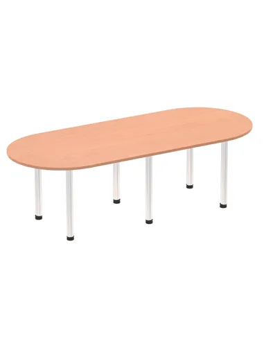 Dynamic Impulse 2400mm Boardroom Table Beech Top Brushed Aluminium Post Leg I003735