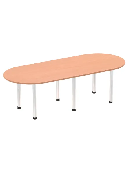 Dynamic Impulse 2400mm Boardroom Table Beech Top Brushed Aluminium Post Leg I003735