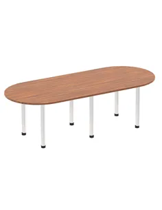 Dynamic Impulse 2400mm Boardroom Table Walnut Top Brushed Aluminium Post Leg I003736