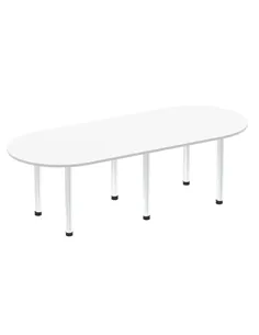 Dynamic Impulse 2400mm Boardroom Table White Top Brushed Aluminium Post Leg I003737