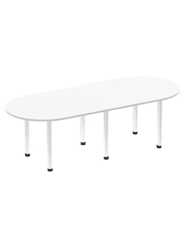 Dynamic Impulse 2400mm Boardroom Table White Top Brushed Aluminium Post Leg I003737
