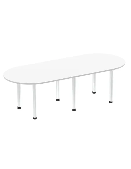 Dynamic Impulse 2400mm Boardroom Table White Top Brushed Aluminium Post Leg I003737