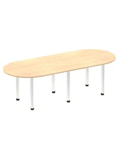 Dynamic Impulse 2400mm Boardroom Table Maple Top Brushed Aluminium Post Leg I003738