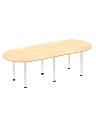 Dynamic Impulse 2400mm Boardroom Table Maple Top Brushed Aluminium Post Leg I003738
