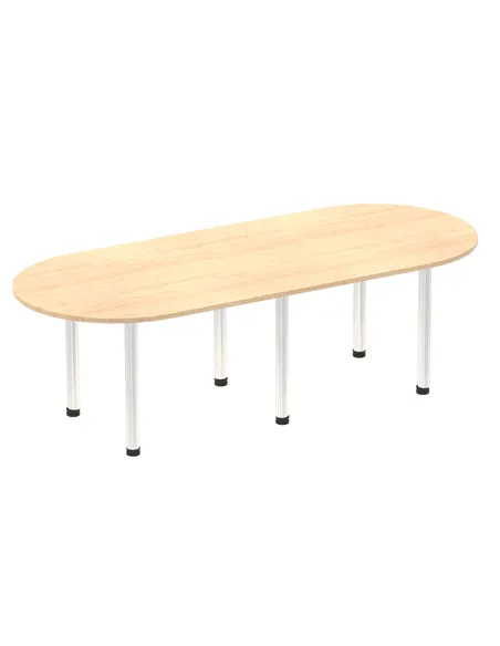 Dynamic Impulse 2400mm Boardroom Table Maple Top Brushed Aluminium Post Leg I003738