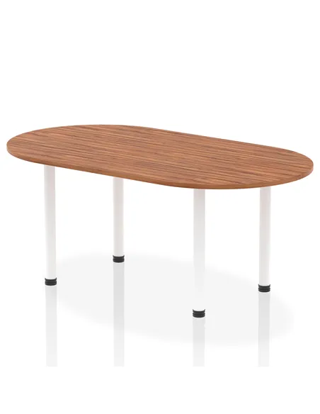 Dynamic Impulse 1800mm Boardroom Table Walnut Top White Post Leg I003742