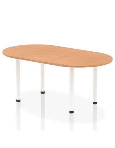 Dynamic Impulse 1800mm Boardroom Table Oak Top White Post Leg I003745