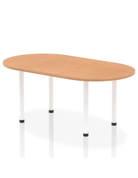 Dynamic Impulse 1800mm Boardroom Table Oak Top White Post Leg I003745