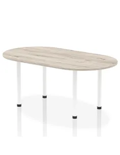 Dynamic Impulse 1800mm Boardroom Table Grey Oak Top White Post Leg I003746