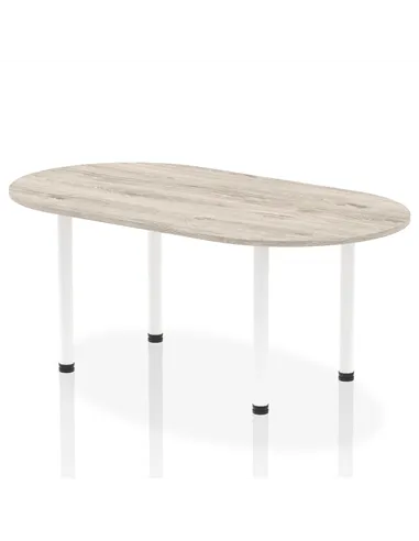 Dynamic Impulse 1800mm Boardroom Table Grey Oak Top White Post Leg I003746