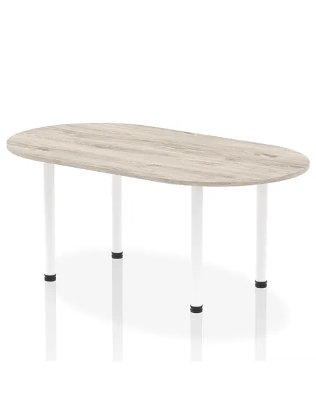 Dynamic Impulse 1800mm Boardroom Table Grey Oak Top White Post Leg I003746