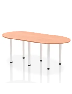 Dynamic Impulse 2400mm Boardroom Table Beech Top White Post Leg I003747