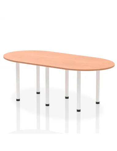 Dynamic Impulse 2400mm Boardroom Table Beech Top White Post Leg I003747