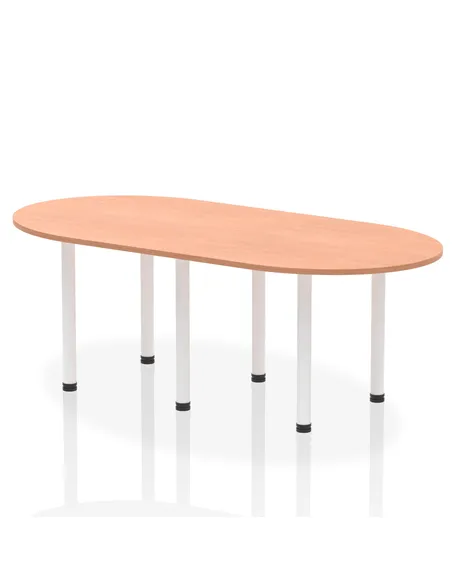 Dynamic Impulse 2400mm Boardroom Table Beech Top White Post Leg I003747