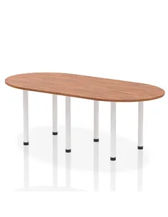 Dynamic Impulse 2400mm Boardroom Table Walnut Top White Post Leg I003748