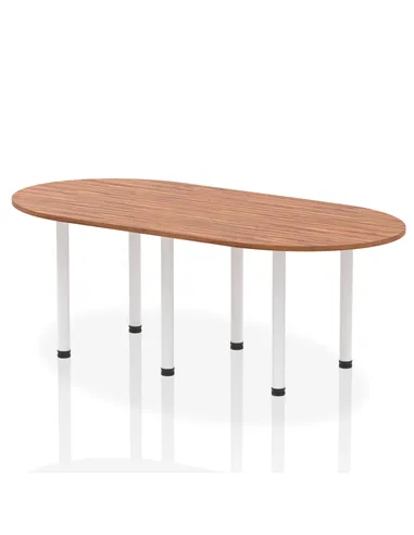 Dynamic Impulse 2400mm Boardroom Table Walnut Top White Post Leg I003748