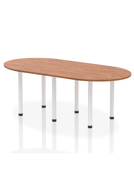 Dynamic Impulse 2400mm Boardroom Table Walnut Top White Post Leg I003748