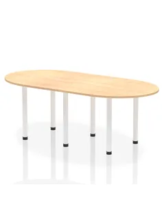 Dynamic Impulse 2400mm Boardroom Table Maple Top White Post Leg I003750
