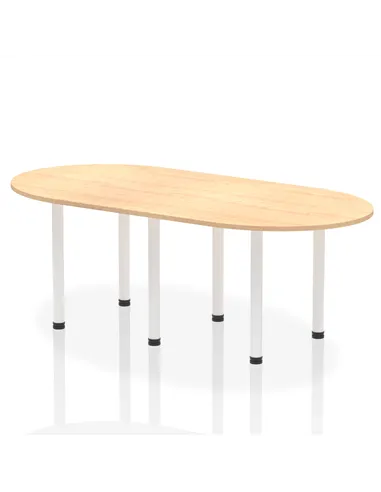 Dynamic Impulse 2400mm Boardroom Table Maple Top White Post Leg I003750