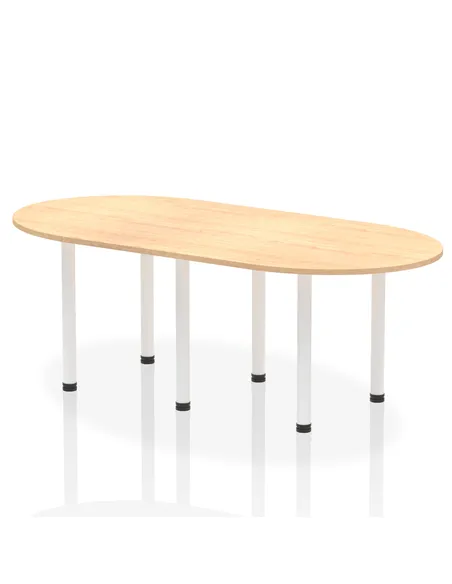 Dynamic Impulse 2400mm Boardroom Table Maple Top White Post Leg I003750
