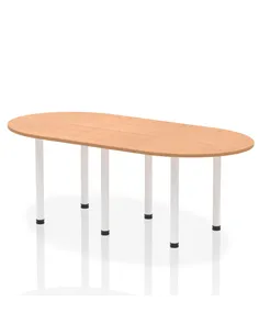 Dynamic Impulse 2400mm Boardroom Table Oak Top White Post Leg I003751